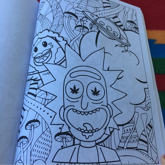 Rick and Morty Graphic Tshirt Size L+ RICK AND MORTY STONER COLORING BOOK - Picture 14 of 16